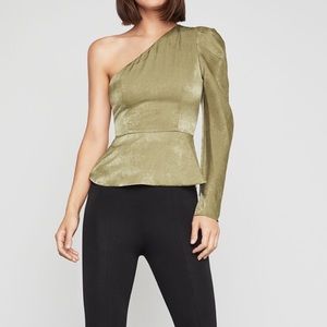 BCBC Max Azria one shoulder silky green top NWT